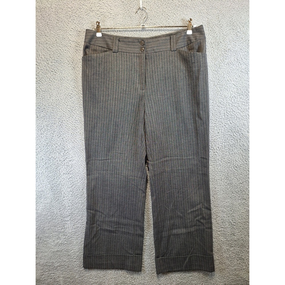 Lane Bryant Dress Pants Womens‎ 16 (Fits W36xL30) Gray Pinstripe Career Trousers